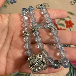 Elegant‎ Silver Heart Charm Bracelet with Magnetic Locket